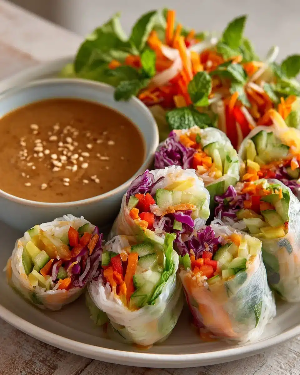 Spring Vegetable Spring Rolls with Peanut Sauce
