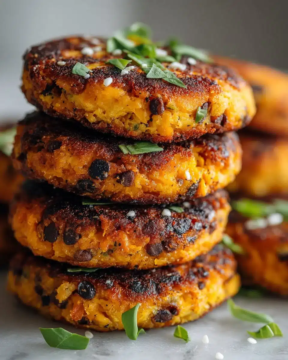 Sweet potato and black bean burger patties on a plate