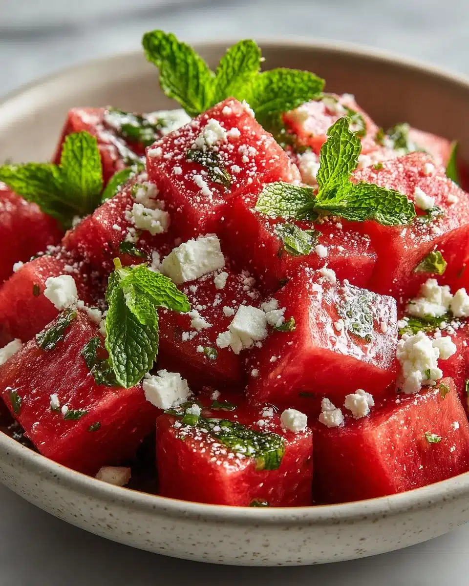 Watermelon and Mint Salad with Feta Cheese