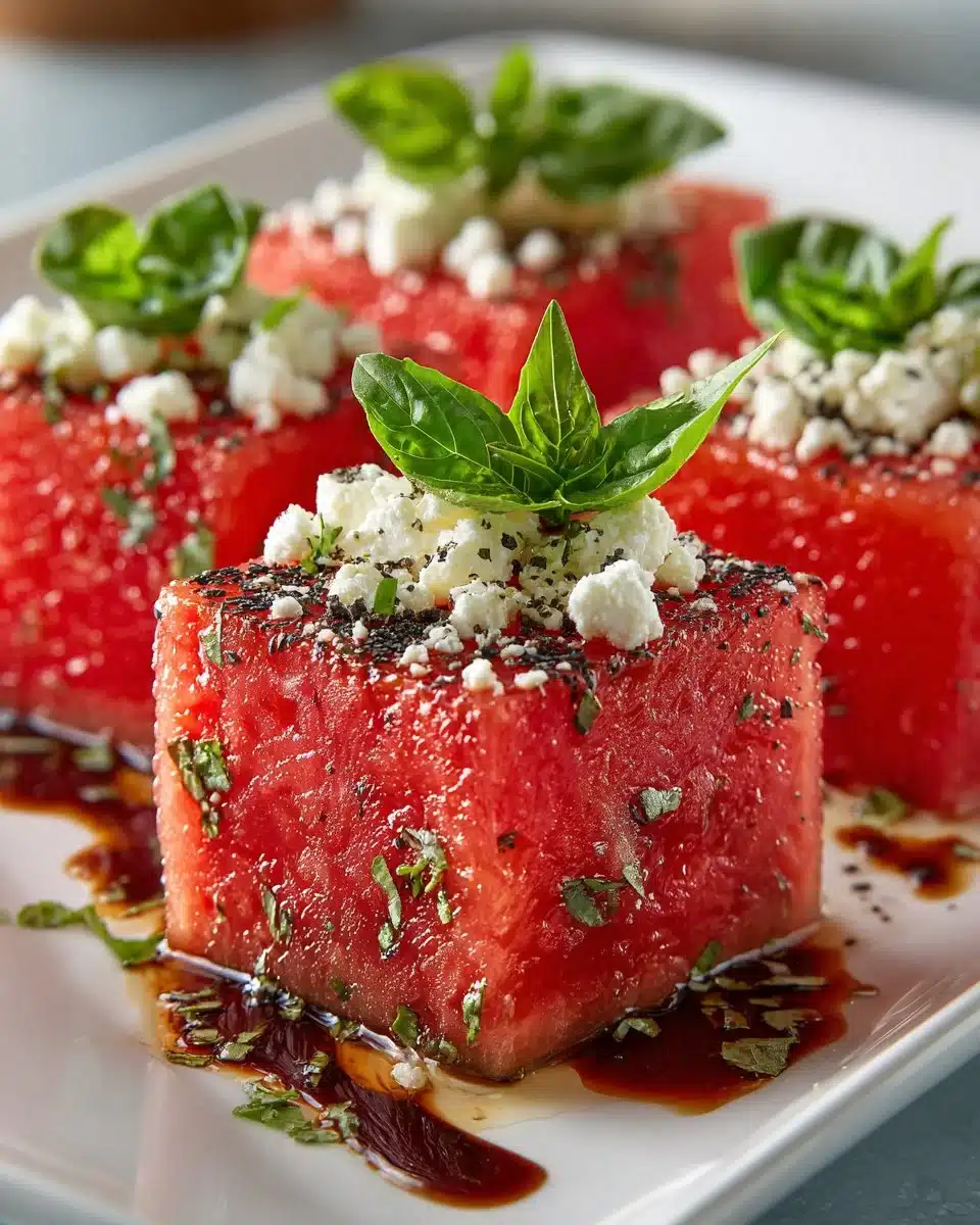 Watermelon Feta and Basil Bites
