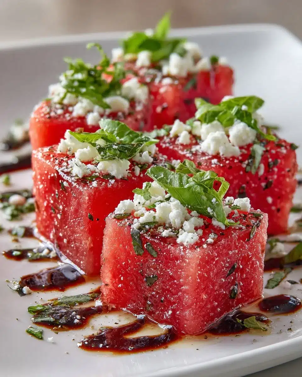 Watermelon Feta and Basil Bites