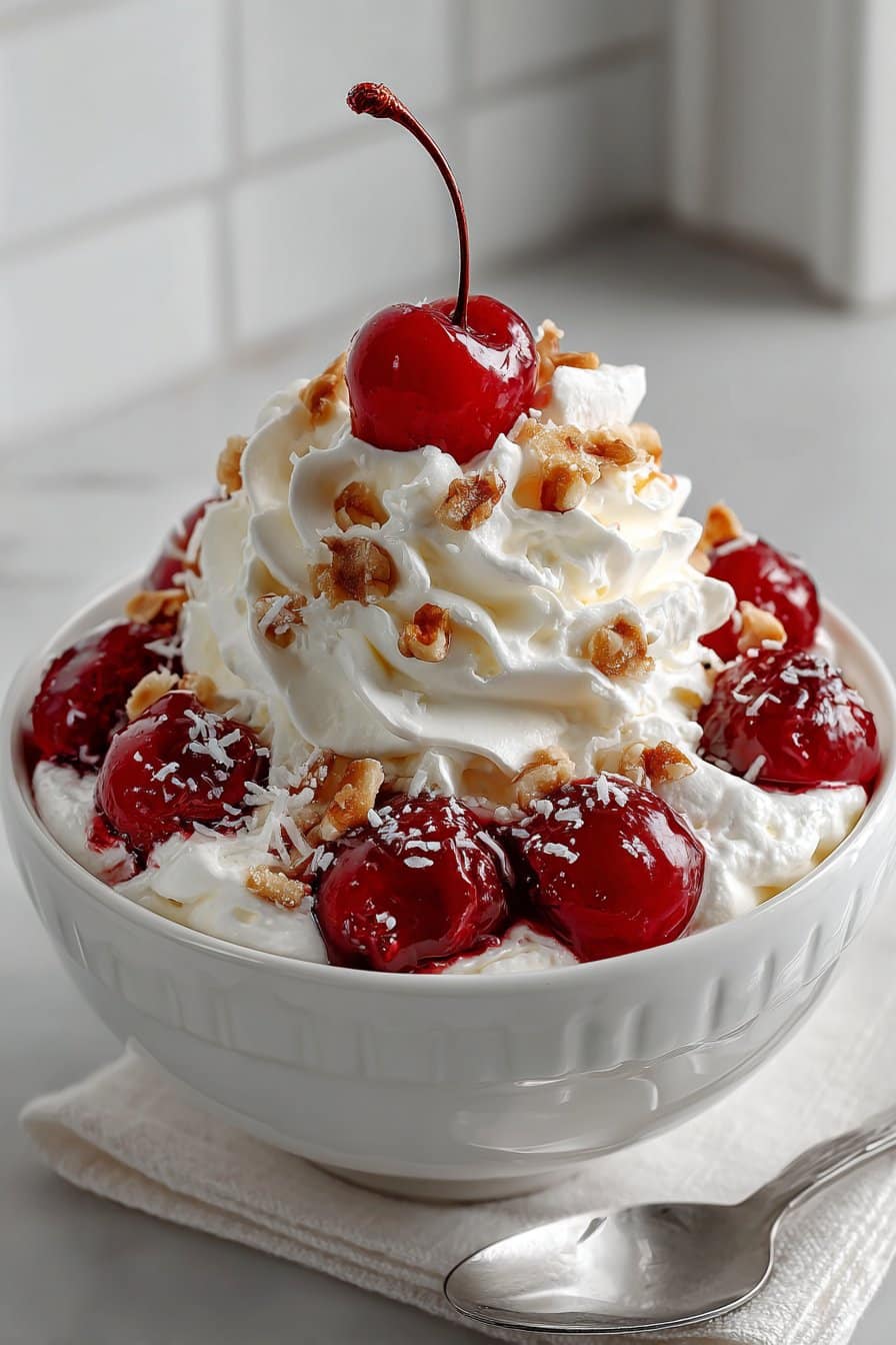 Classic Retro Cherry Pineapple Fluff Dessert