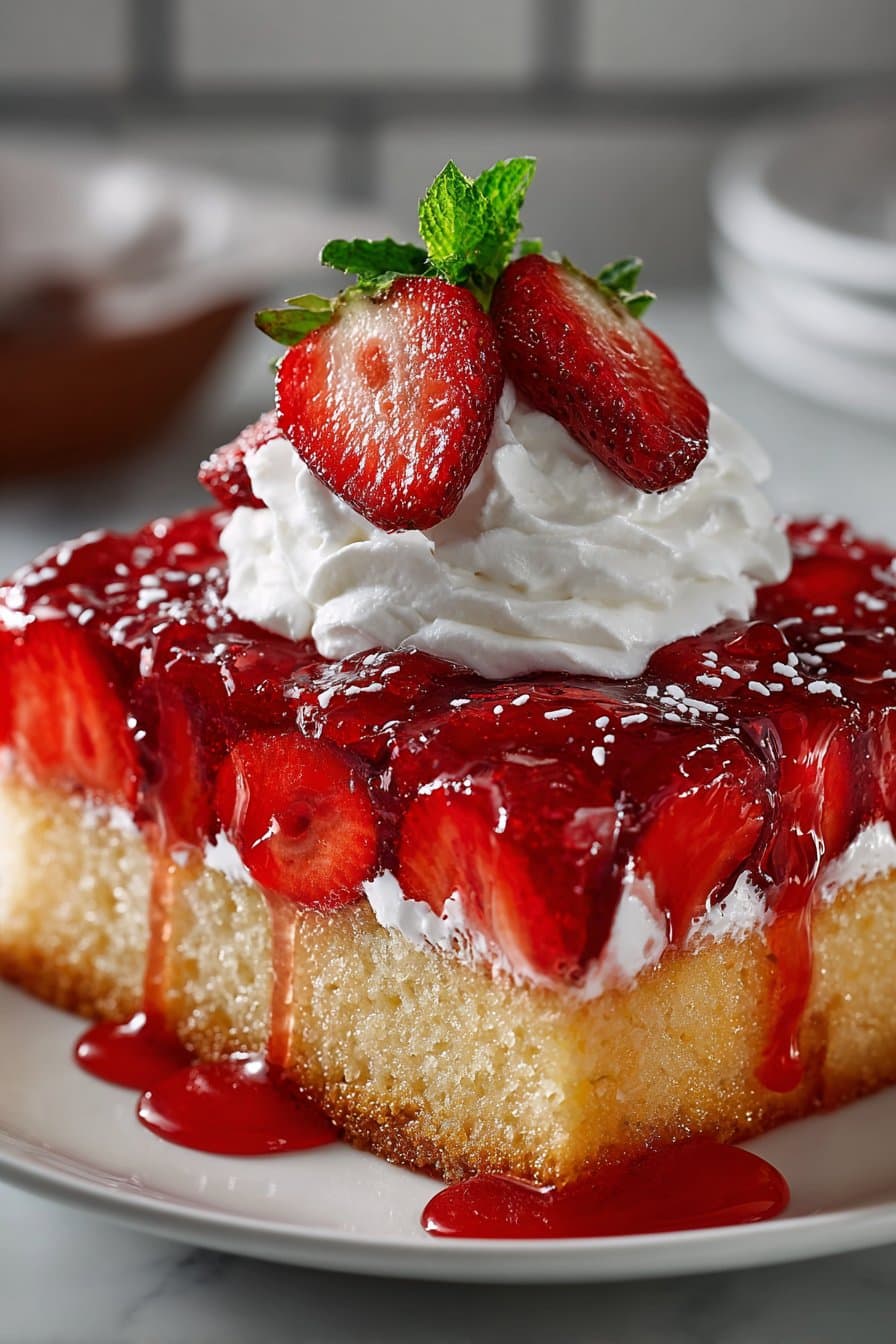 Classic Retro Strawberry Jello Poke Cake