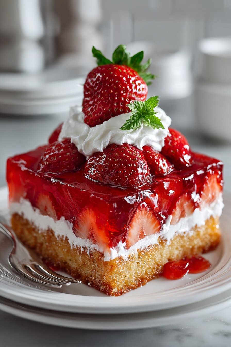 Classic Retro Strawberry Jello Poke Cake