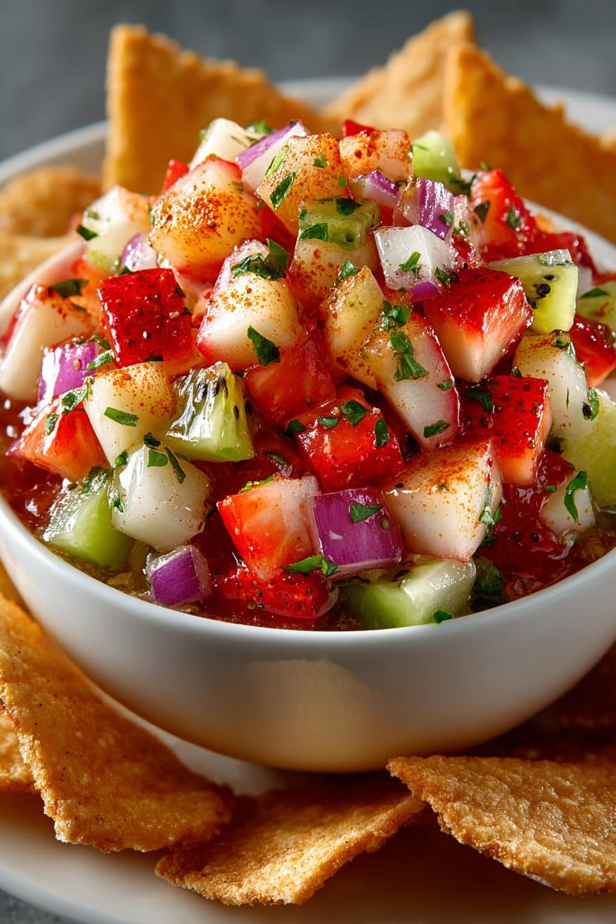 Fresh Apple Fruit Salsa and Cinnamon Chips