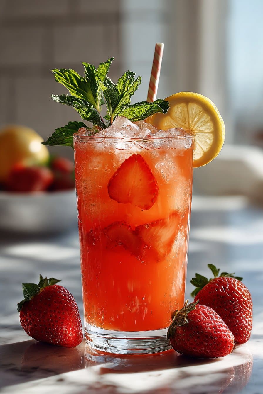 Fresh Summer Strawberry Lemonade Drink