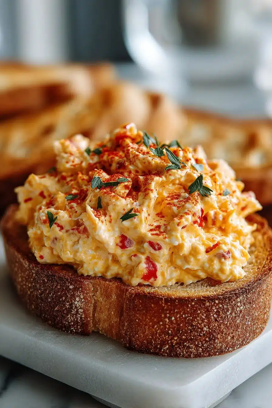 Homemade pimento cheese sandwich spread ready to enjoy