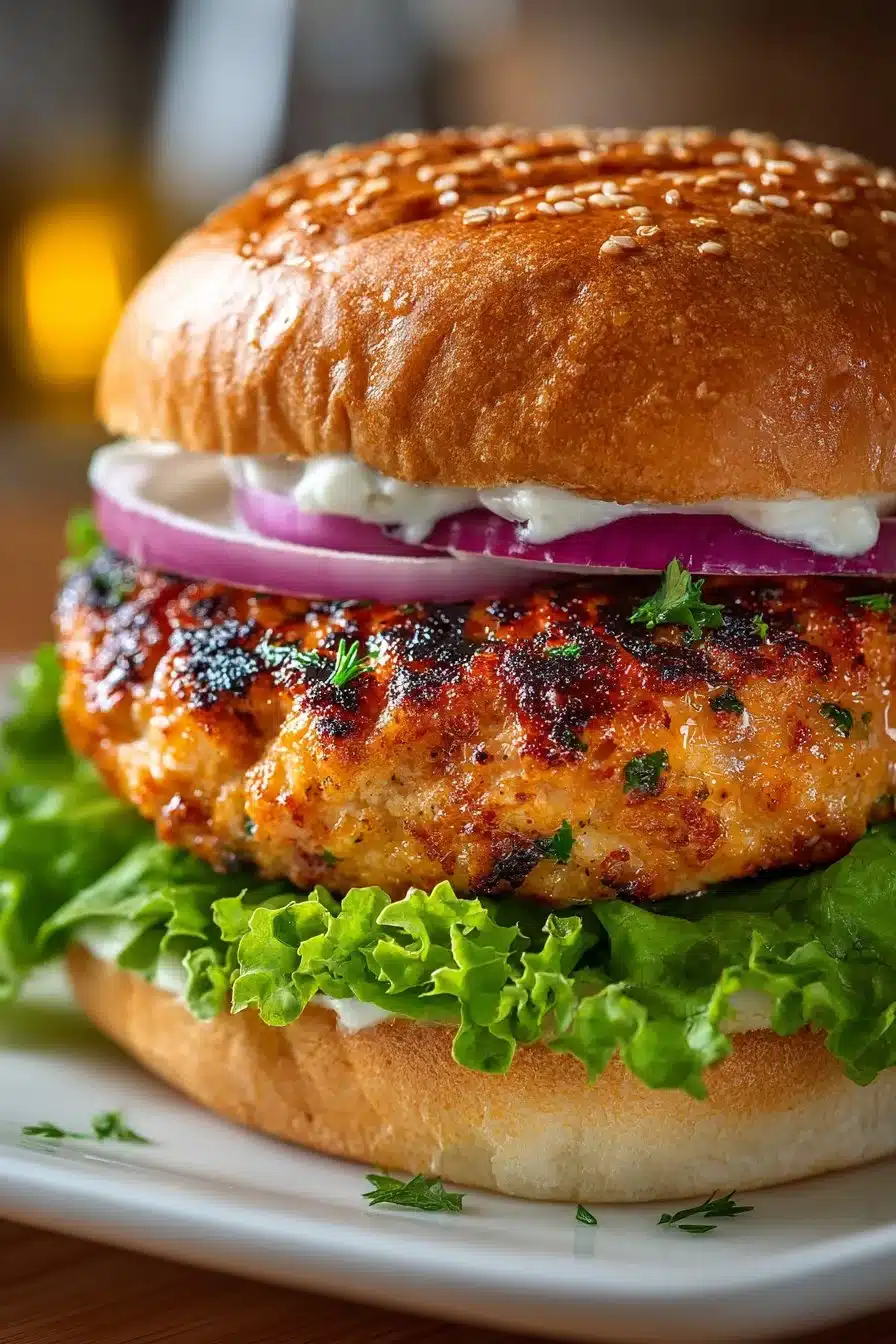 Juicy turkey burgers sizzling on the grill