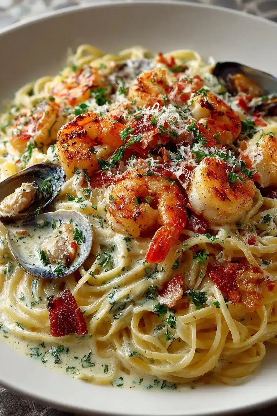 Classic Creamy Garlic Seafood Pasta Dinner classic creamy garlic seafood pasta dinner 2026 05 03 024513