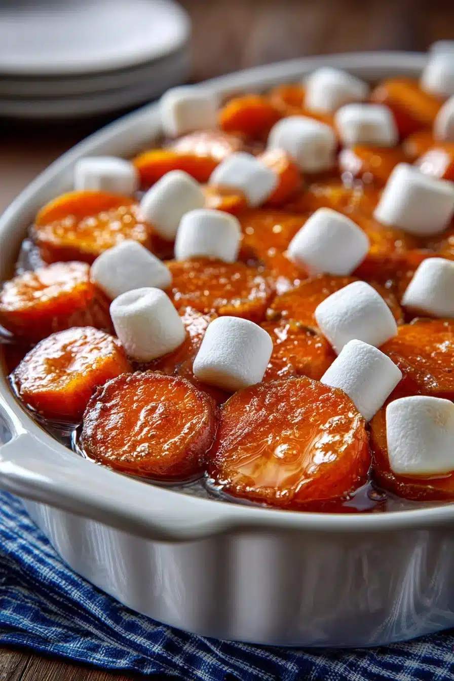 Classic Southern Baked Candied Yams topped with Marshmallows dish