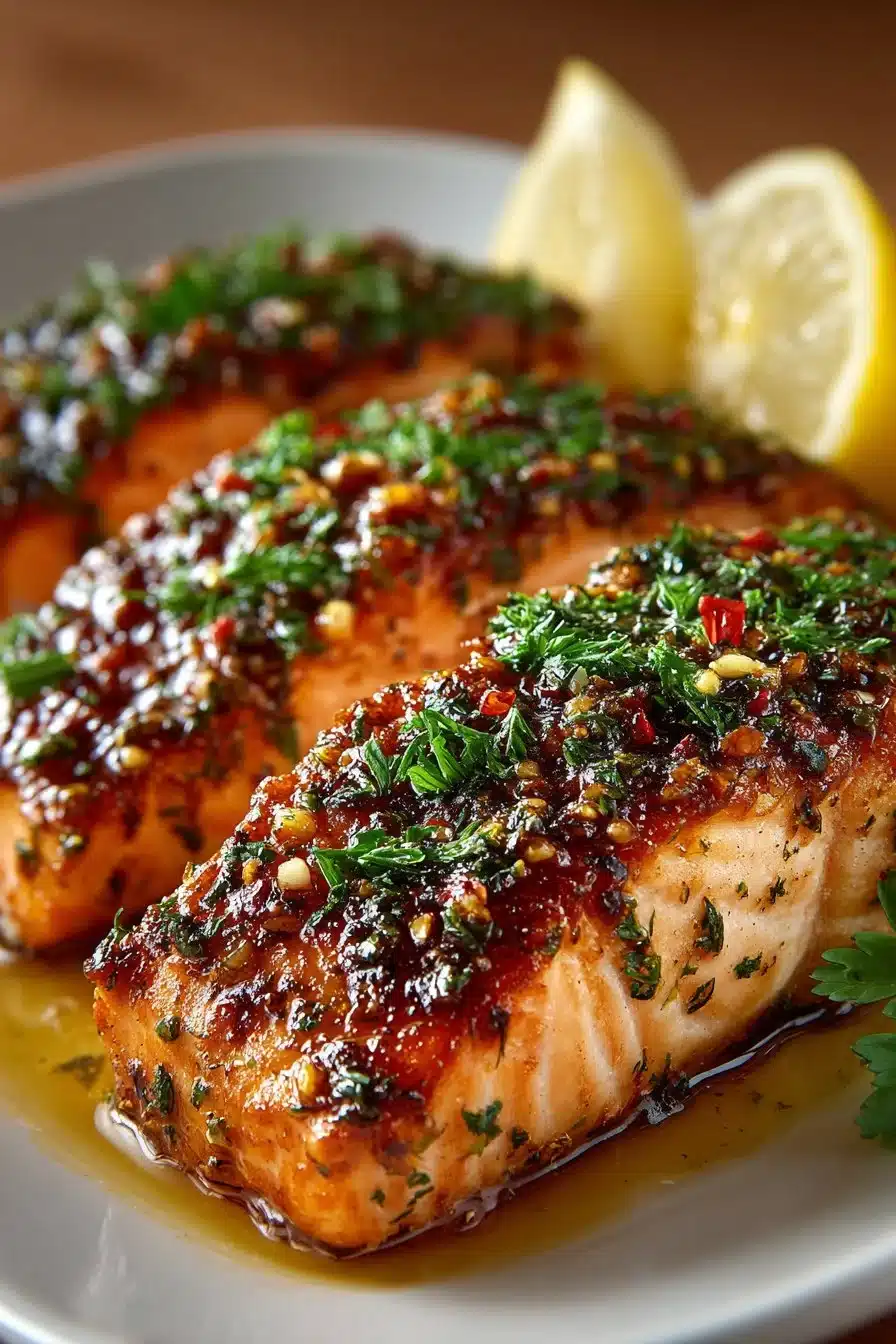 Air fryer honey mustard salmon fillets cooked to perfection