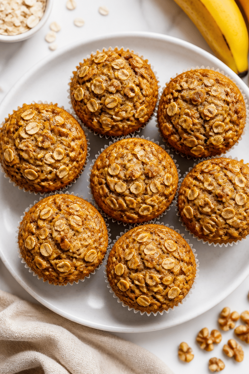 easy baked banana oatmeal muffins 2