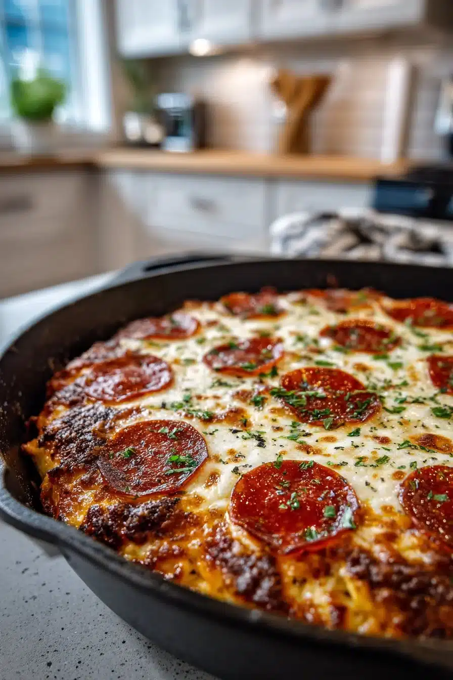 Easy Cast Iron Skillet Pizza Casserole easy cast iron skillet pizza casserole 2026 05 26 042116