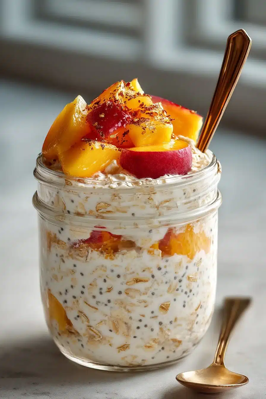 Easy Healthy High Protein Peach Overnight Oats easy healthy high protein peach overnight oats 2026 05 20 032221