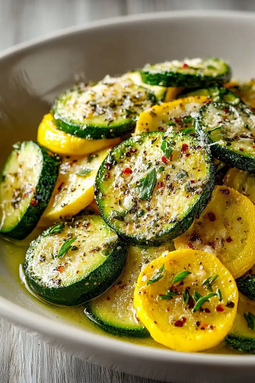 Delicious skillet fried zucchini and yellow squash served in a rustic bowl