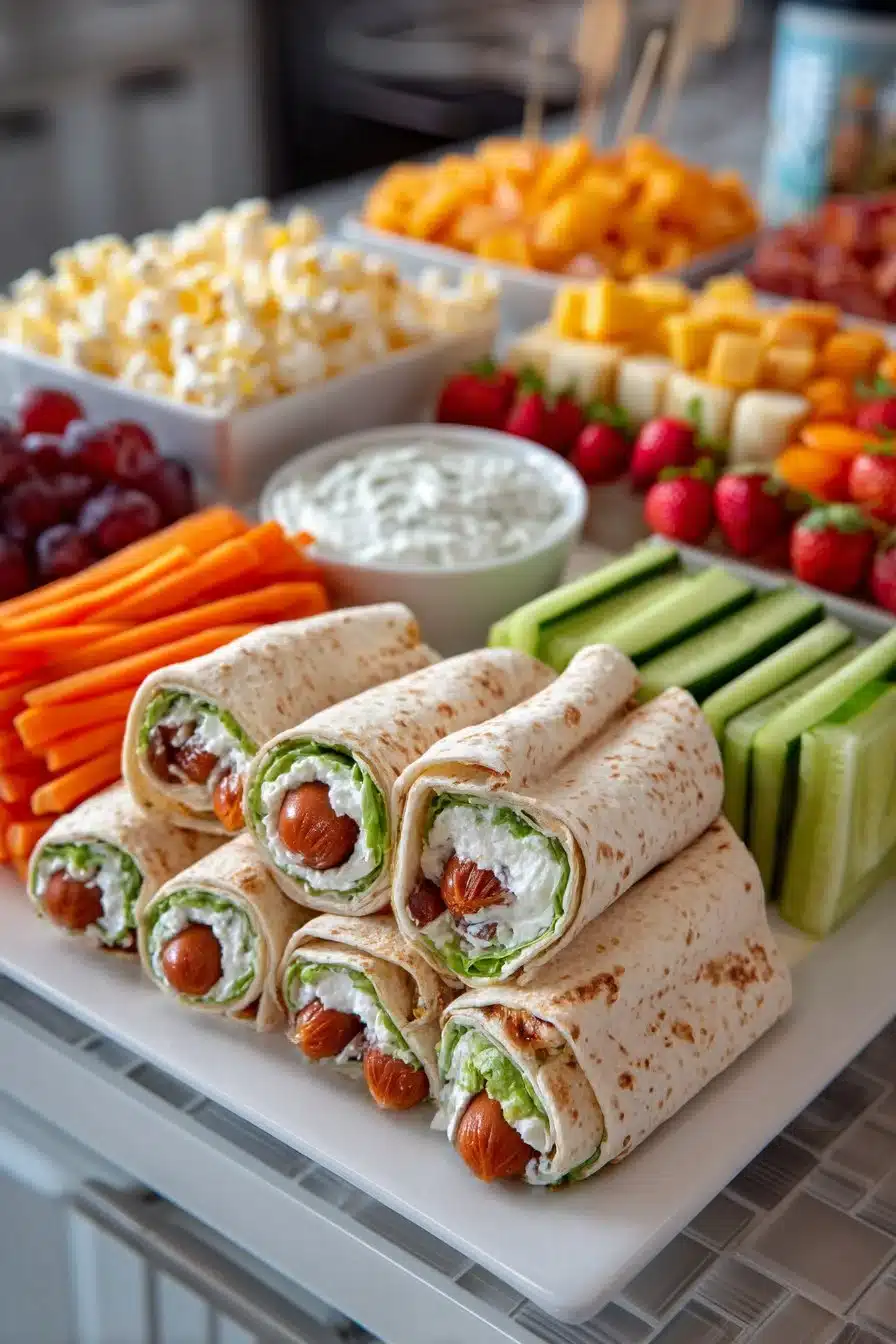 Colorful and fun kids party food served on a festive table.