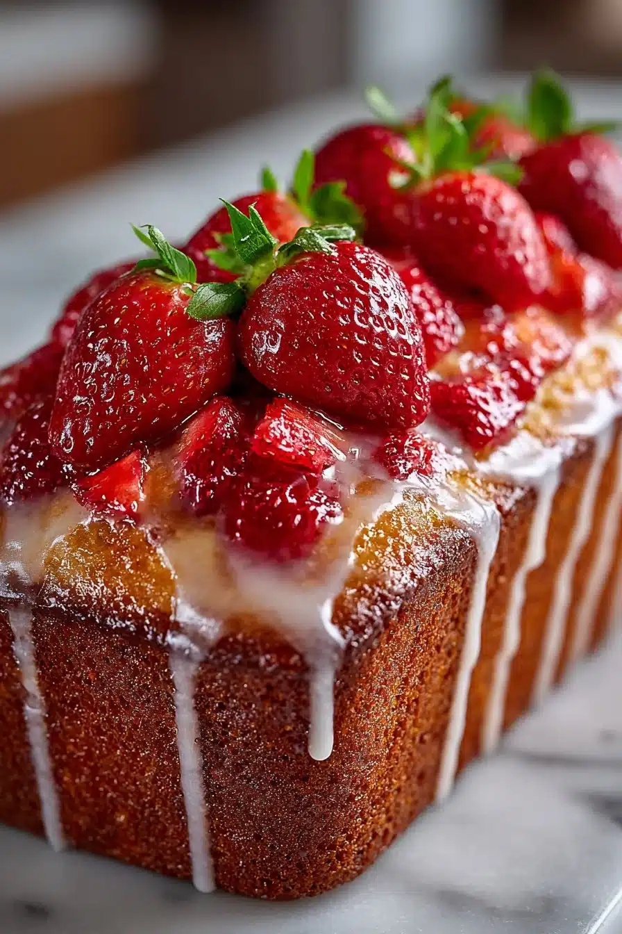 Glazed Fresh Strawberry Banana Bread glazed fresh strawberry banana bread 2026 05 30 061033