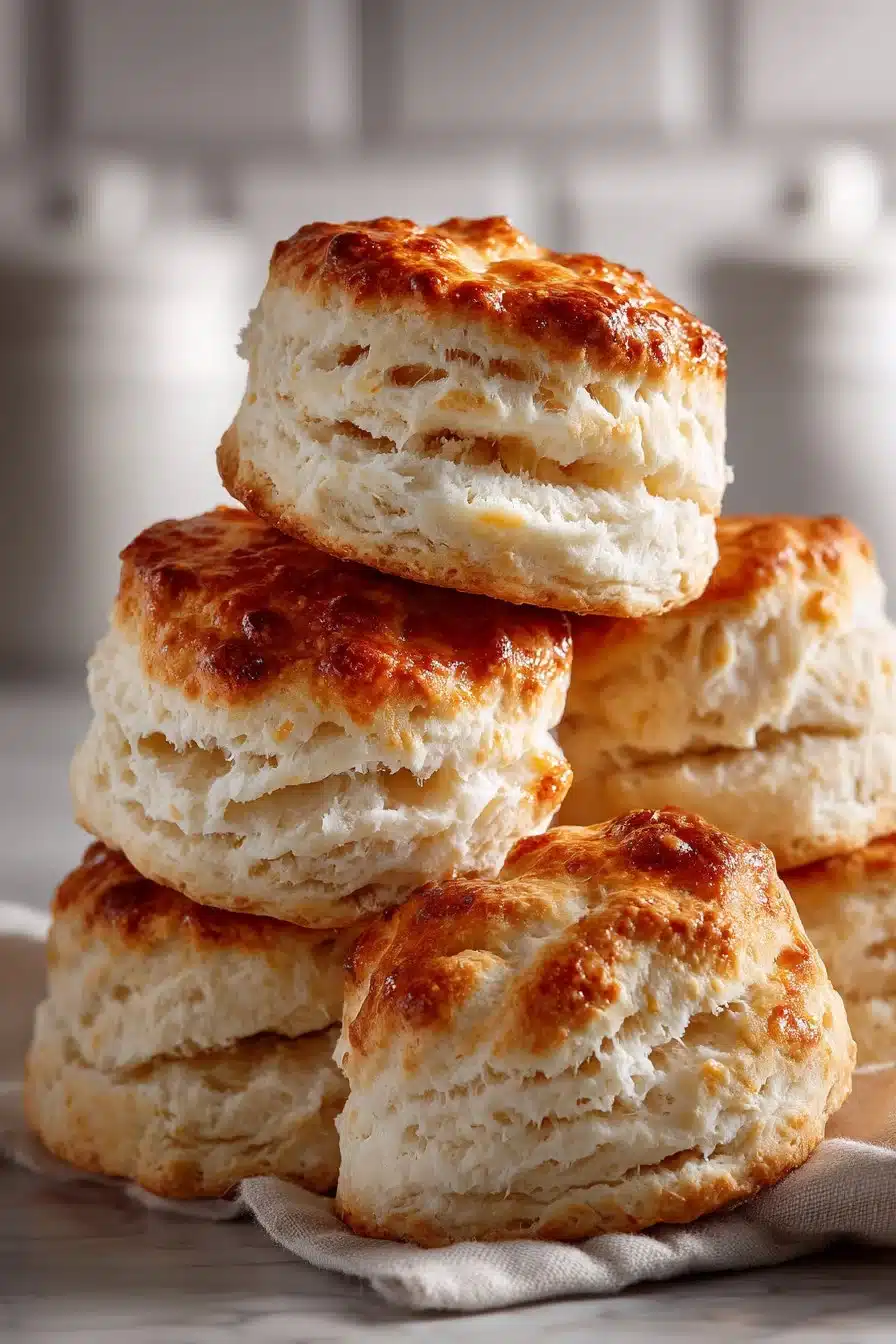 Homemade fluffy Southern buttermilk biscuits served on a plate