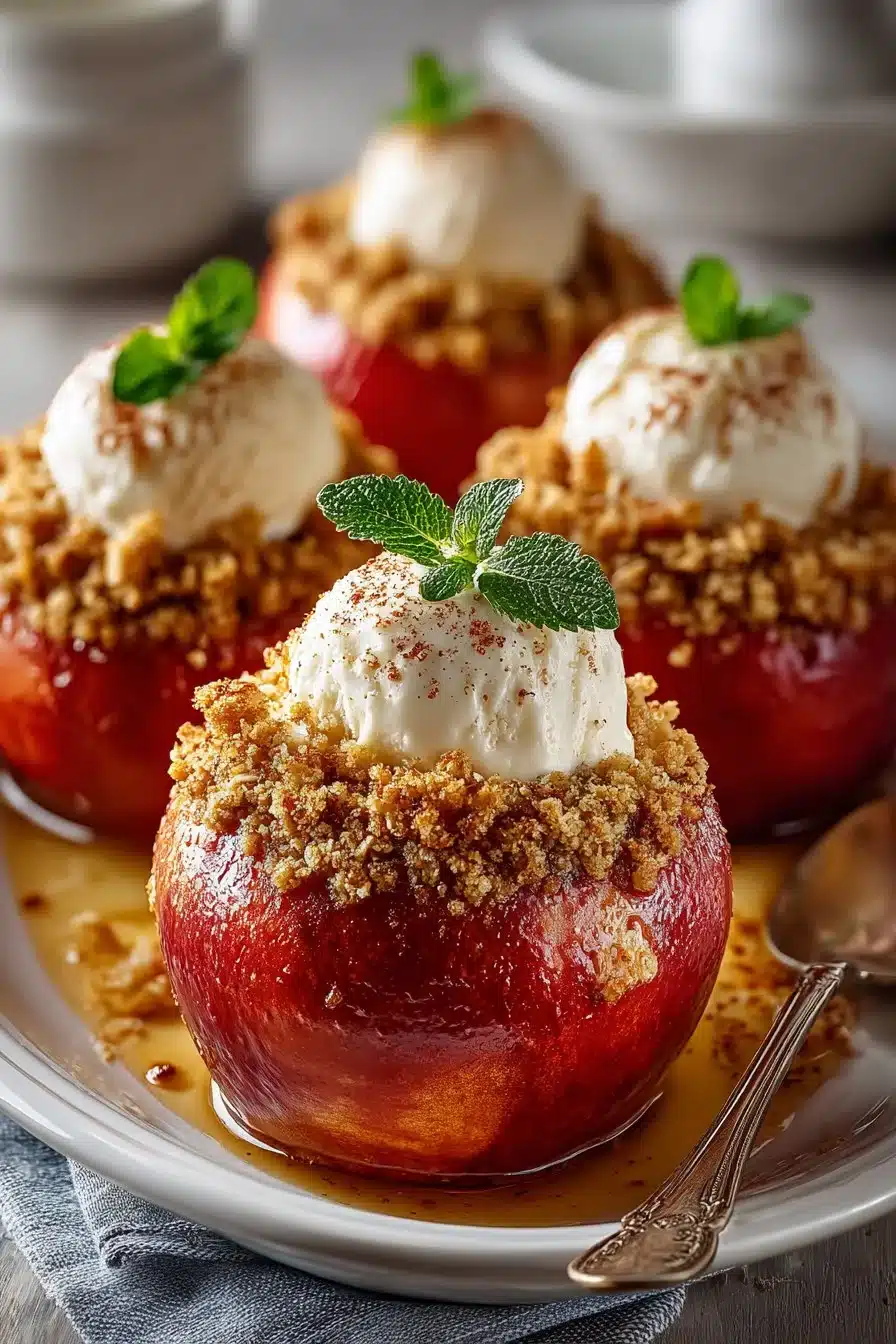 Old Fashioned Baked Apples with Cinnamon Oat Crumble Old fashioned baked apples with cinnamon oat crumble garnish