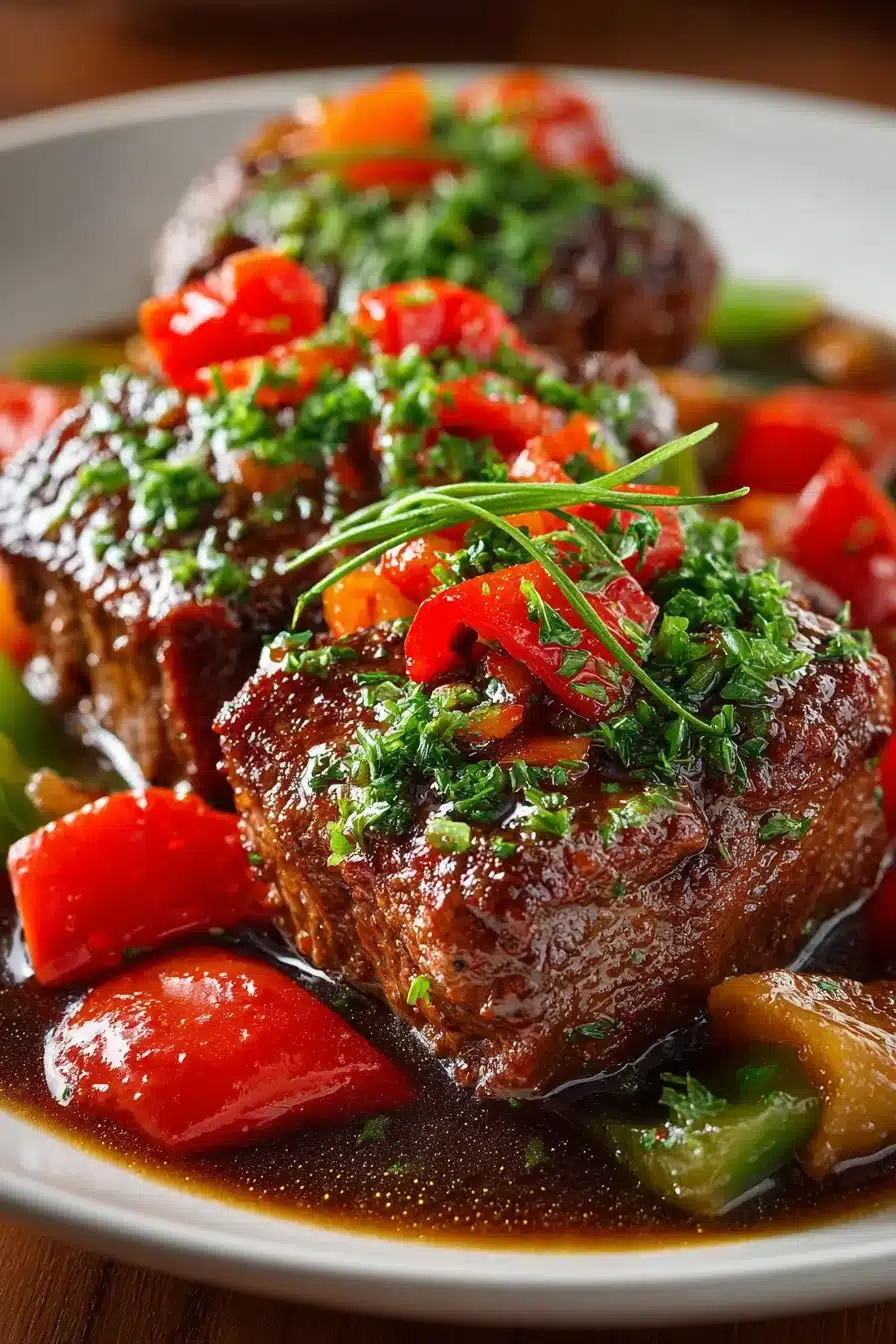 Old Fashioned Slow Cooker Swiss Steak served with vegetables