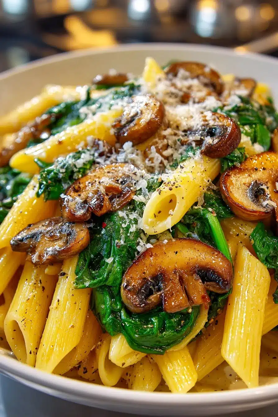 Parmesan Spinach Mushroom Pasta Skillet parmesan spinach mushroom pasta skillet 2026 05 11 020621