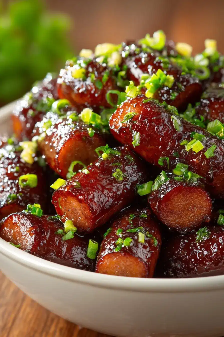 Delicious slow cooker honey garlic smokies served as an appetizer