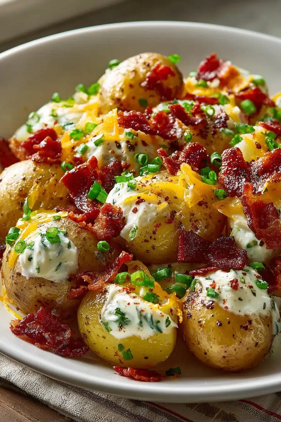 Slow Cooker Ranch Potatoes with Bacon and Cheese for a delicious meal