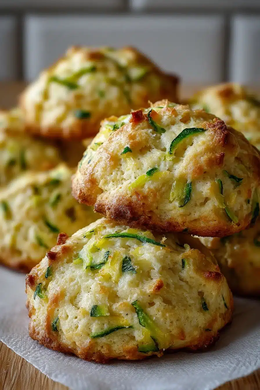 Plate of soft-baked lemon zucchini cookies with a lemon slice garnish