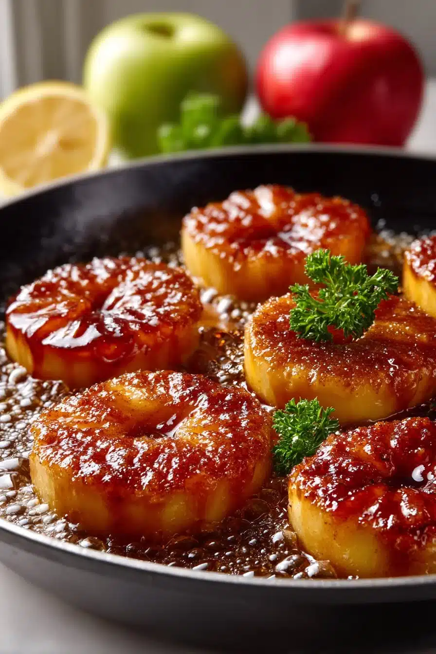 Delicious Southern Skillet Fried Apples with a rich cinnamon glaze