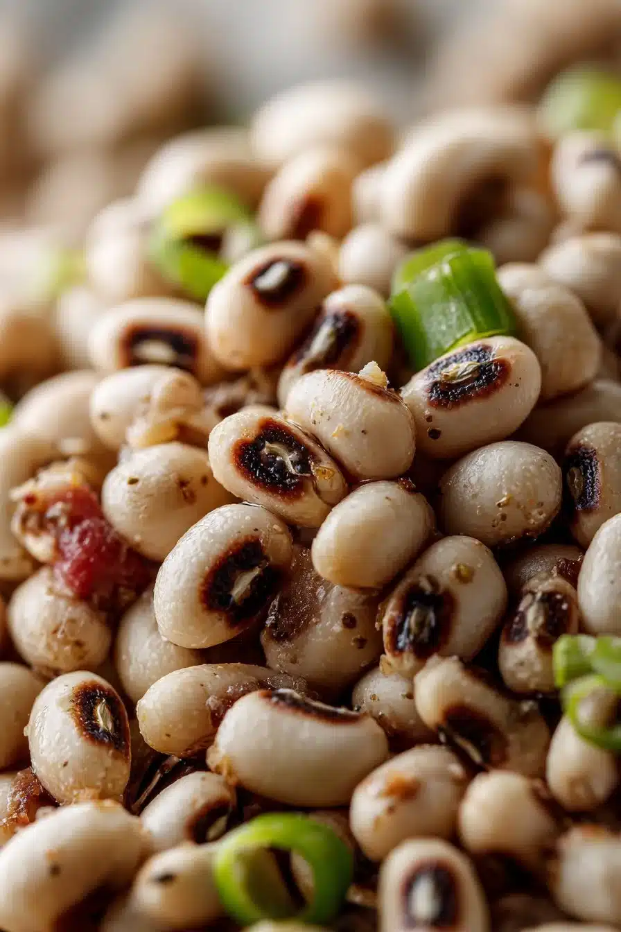Southern Style Black Eyed Peas with herbs and spices in a bowl