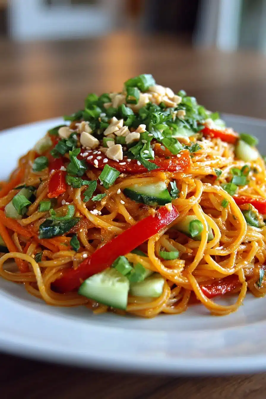 Spicy Peanut Asian Rice Noodles