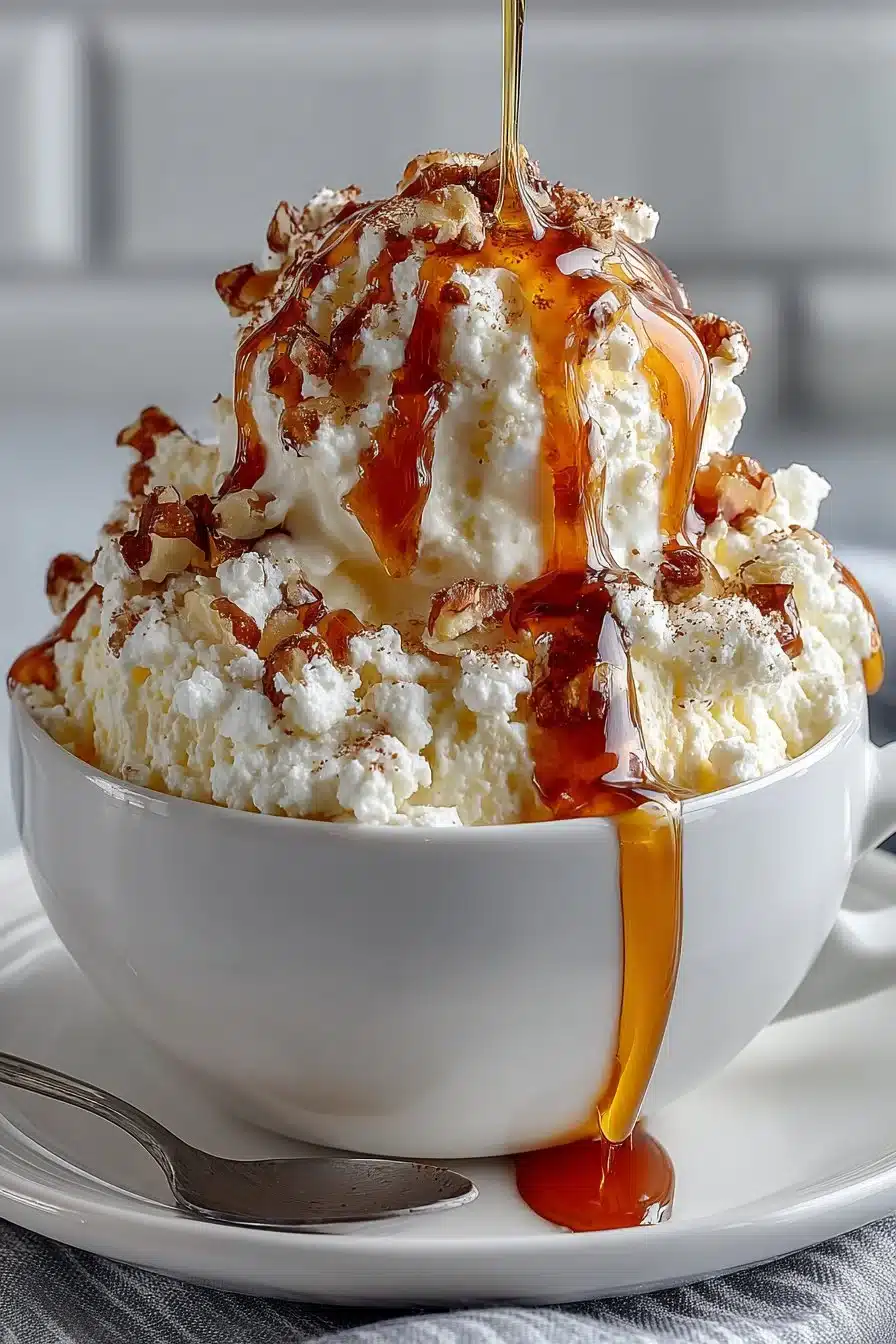 Sweet Creamy Cottage Cheese Desserts Delicious sweet creamy cottage cheese desserts served in elegant bowls.