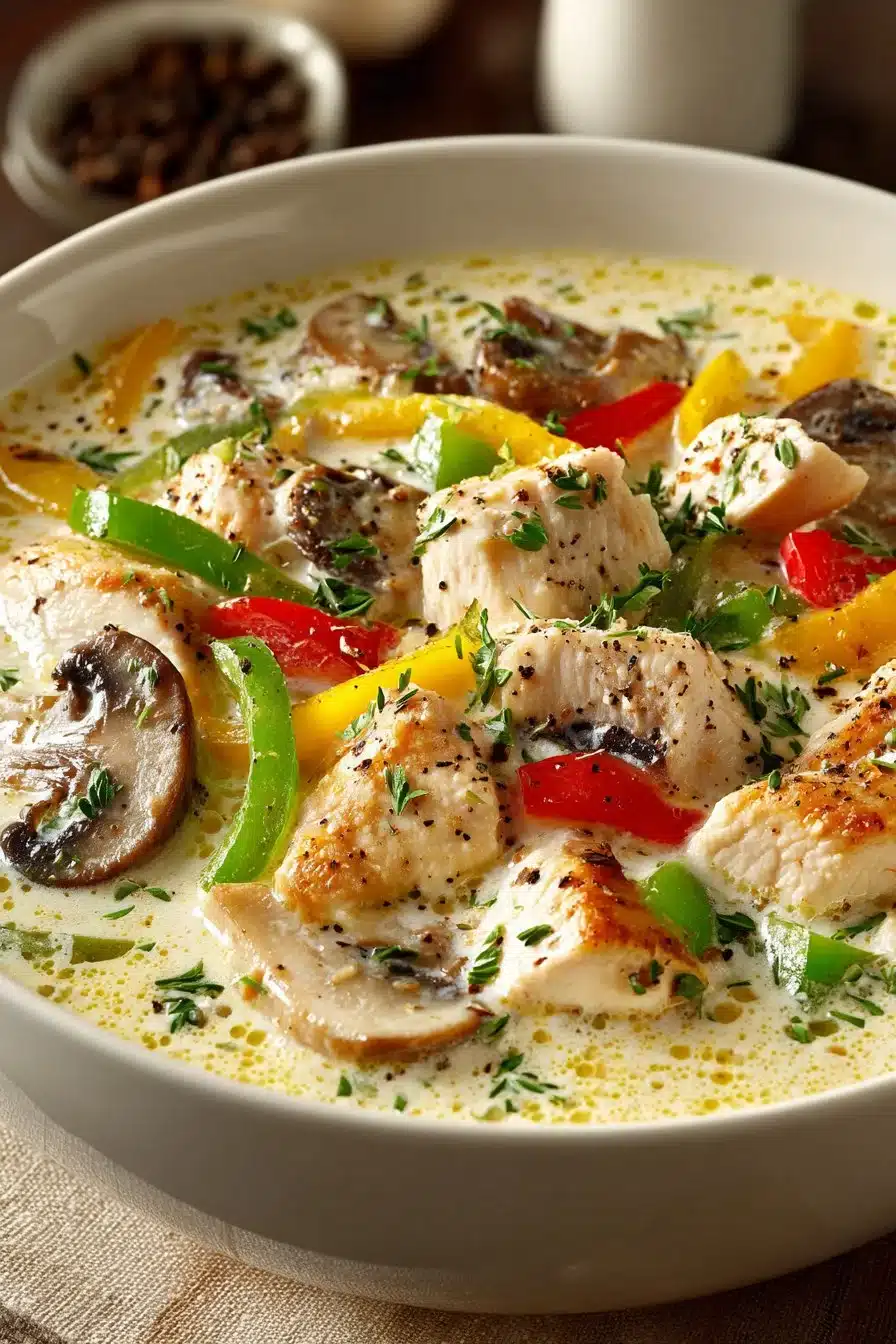 Traditional Homemade Chicken a la King Traditional Homemade Chicken a la King served with vegetables over rice