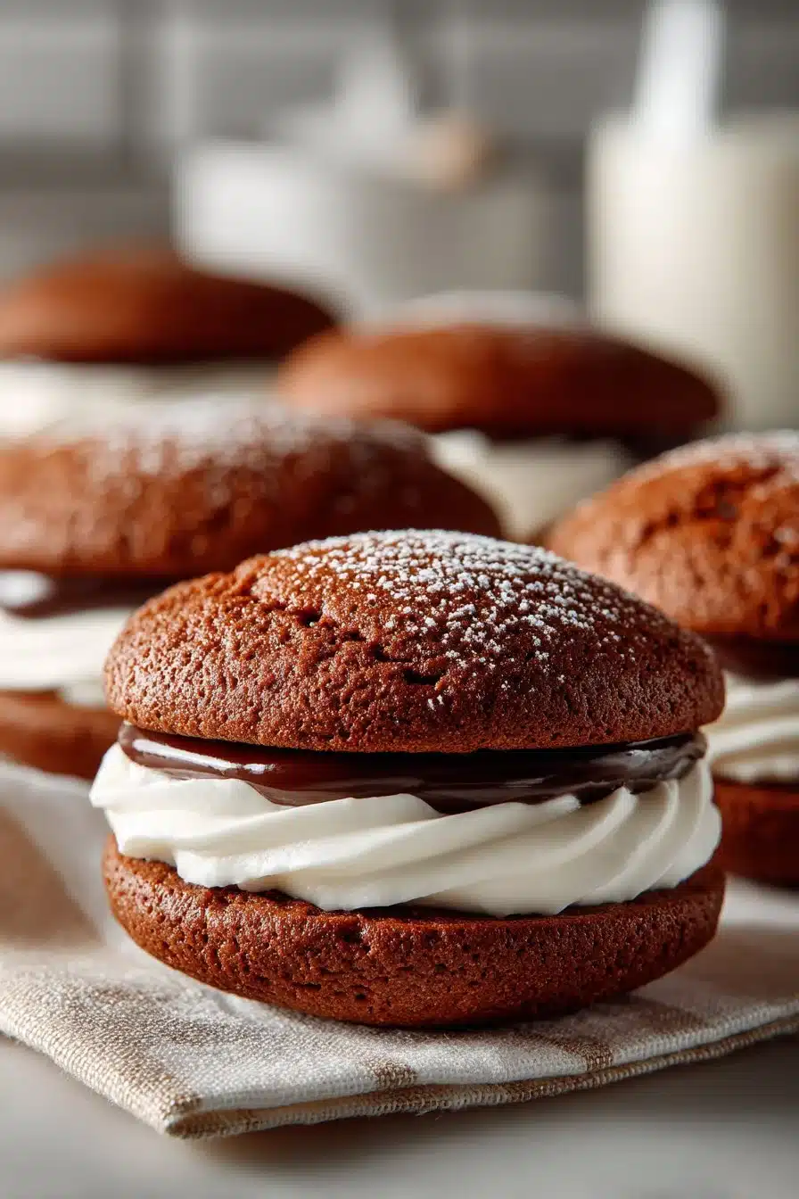 Traditional homemade vanilla whoopie pies on a plate