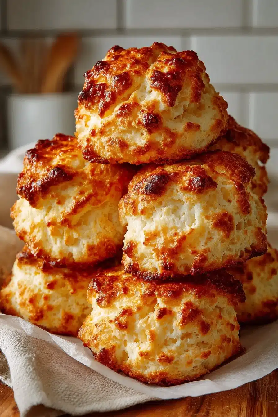Freshly baked traditional southern buttermilk drop biscuits on a table