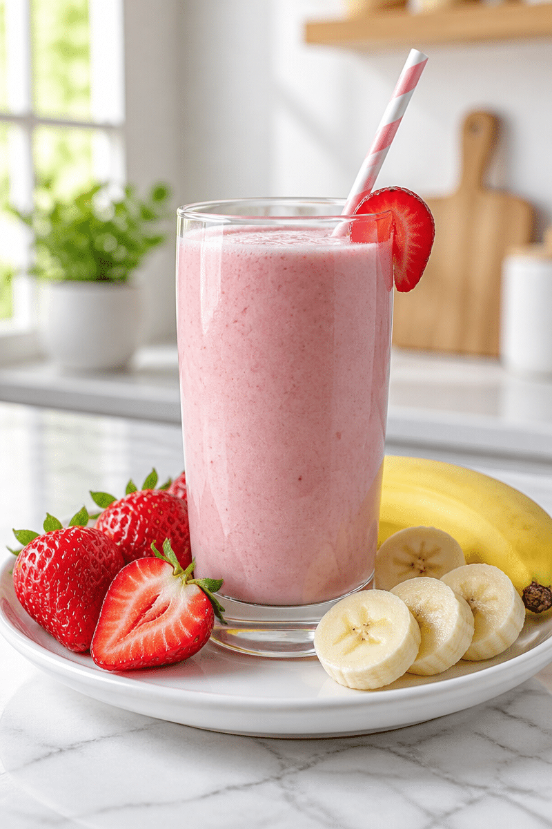 Creamy Blended Strawberry Banana Protein Shake