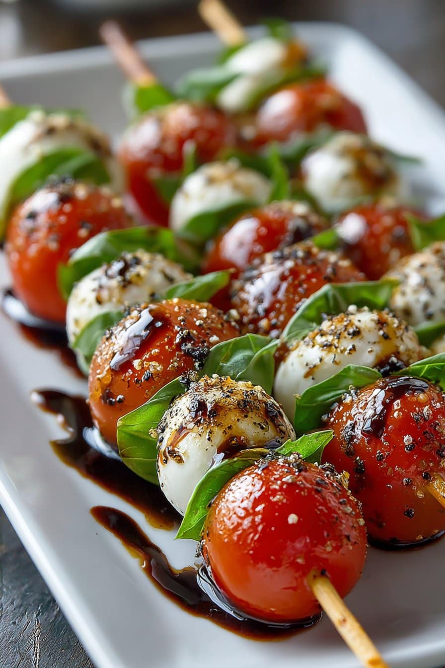Festive Tomato and Mozzarella Skewers