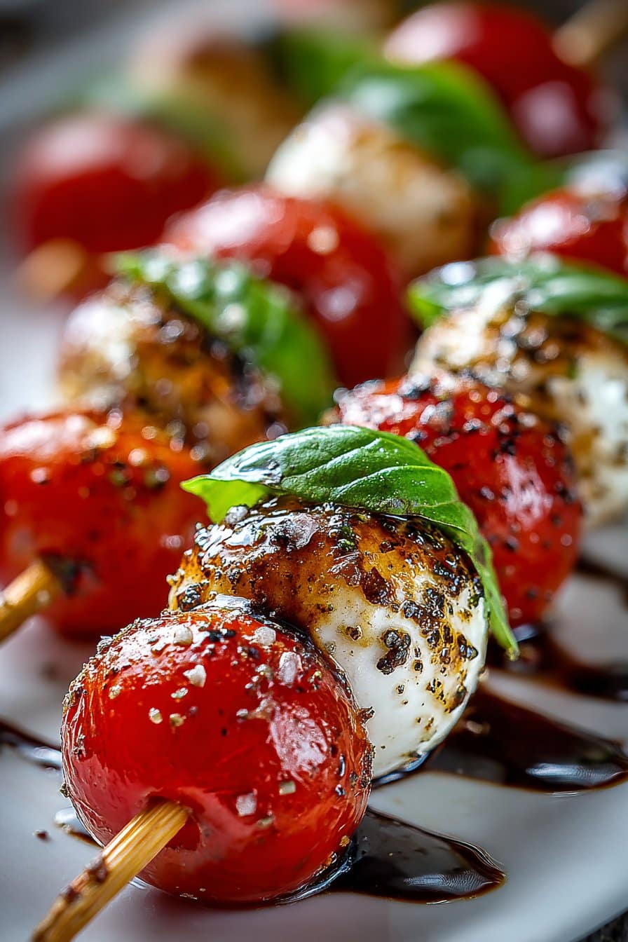 Festive Tomato and Mozzarella Skewers