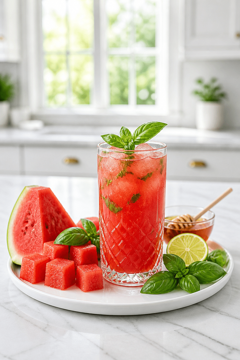 Refreshing Iced Watermelon And Basil Smash Mocktail Refreshing Iced Watermelon And Basil Smash Mocktail