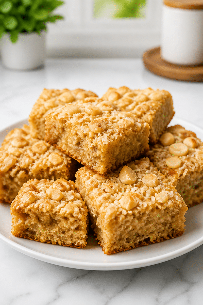Soft Baked Coconut And Macadamia Nut Blondies
