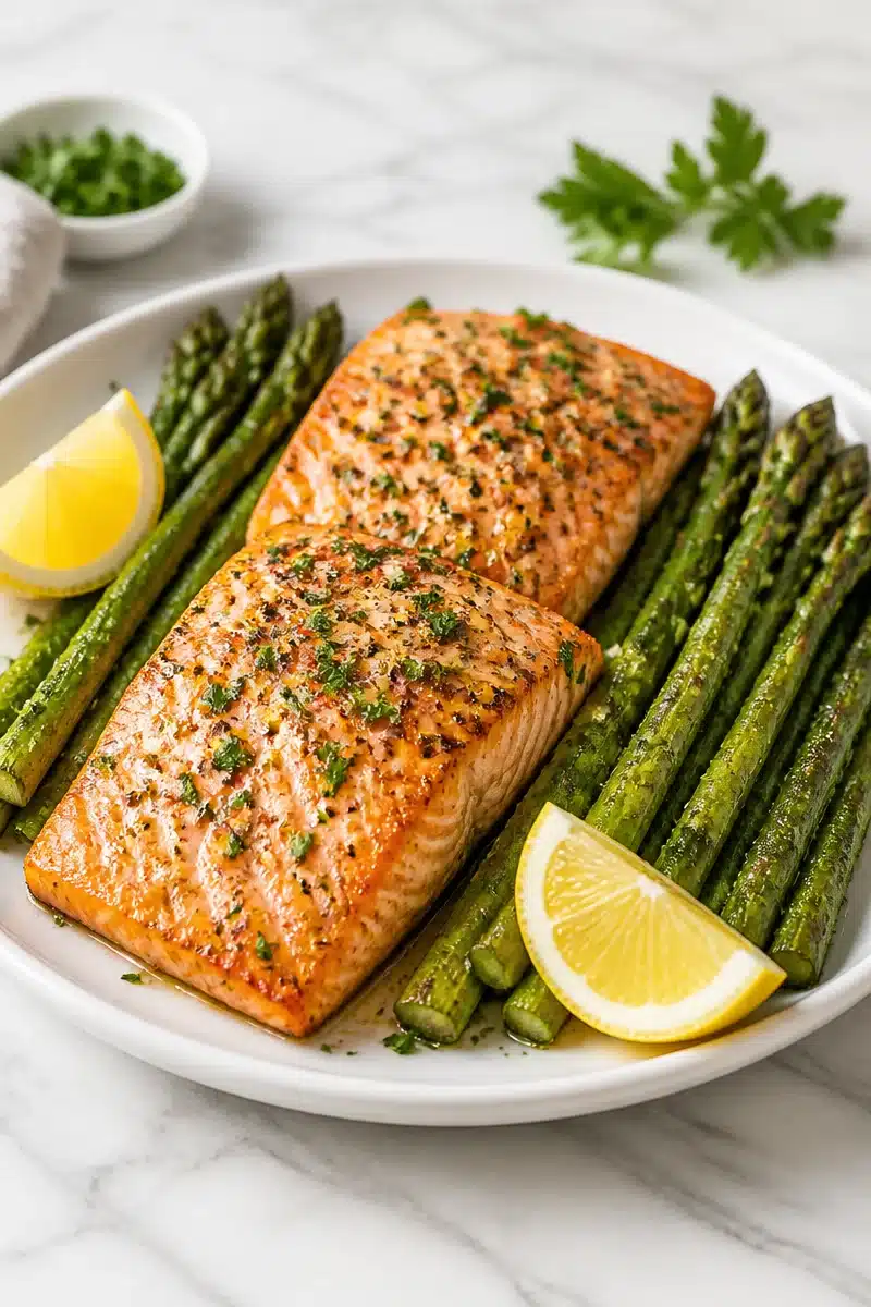 air fryer garlic butter salmon and asparagus 2026 06 23 051122