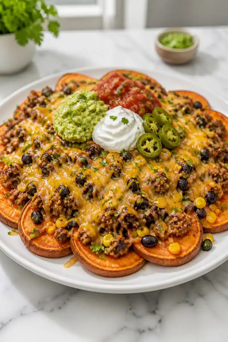 baked sweet potato nachos with ground beef 2026 06 24 165924