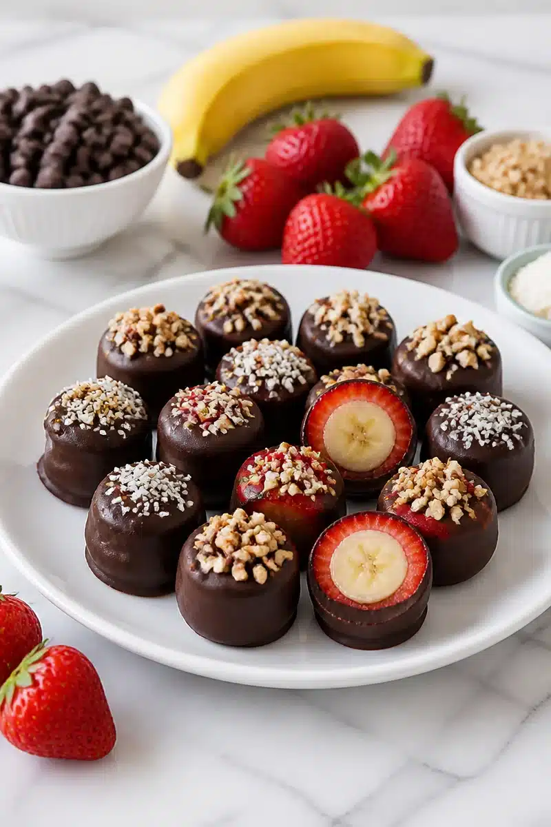 Dark Chocolate Covered Strawberry Banana Bite dark chocolate covered strawberry banana bite 2026 06 20 153143