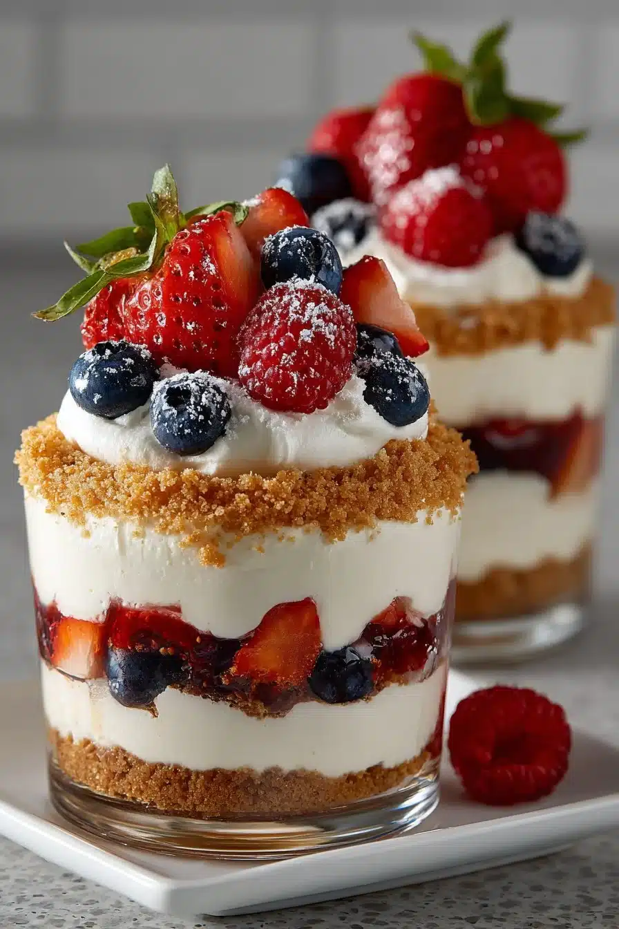 Easy 4th of July No Bake Berry Cheesecake Parfaits easy 4th of july no bake berry cheesecake parfaits 2026 06 02 040932