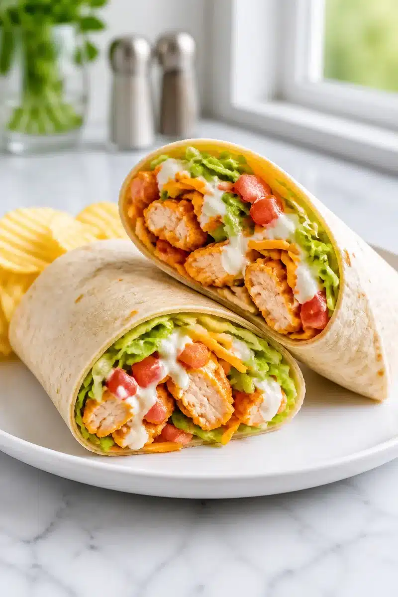Delicious easy Buffalo Chicken Wrap for a quick lunch option