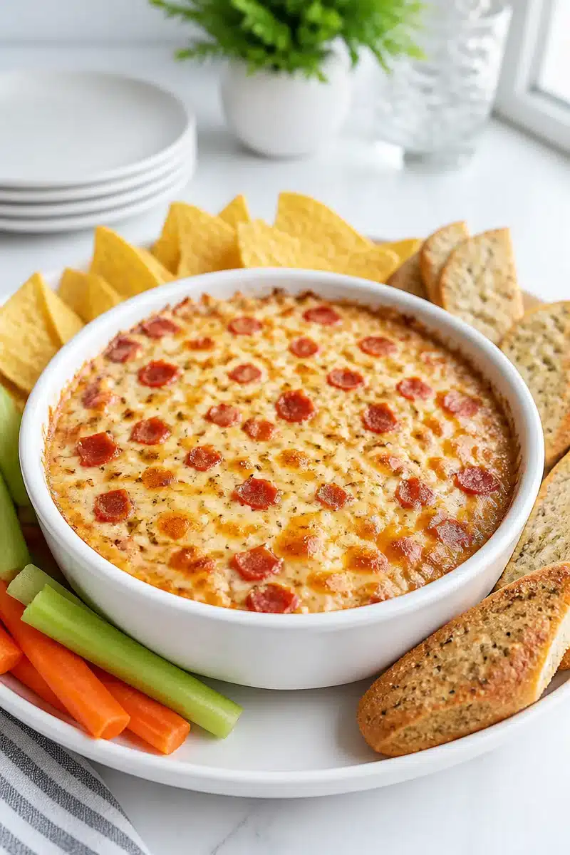 easy cheesy turkey pepperoni pizza dip 2026 06 23 051200