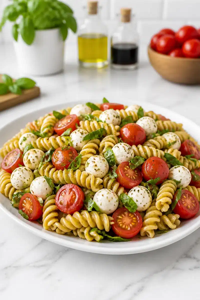 fresh tomato basil caprese pasta salad 2026 06 25 205046