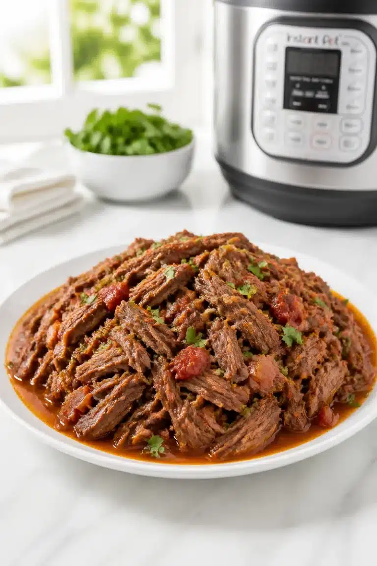 Instant Pot Shredded Mexican Beef dish served in a bowl