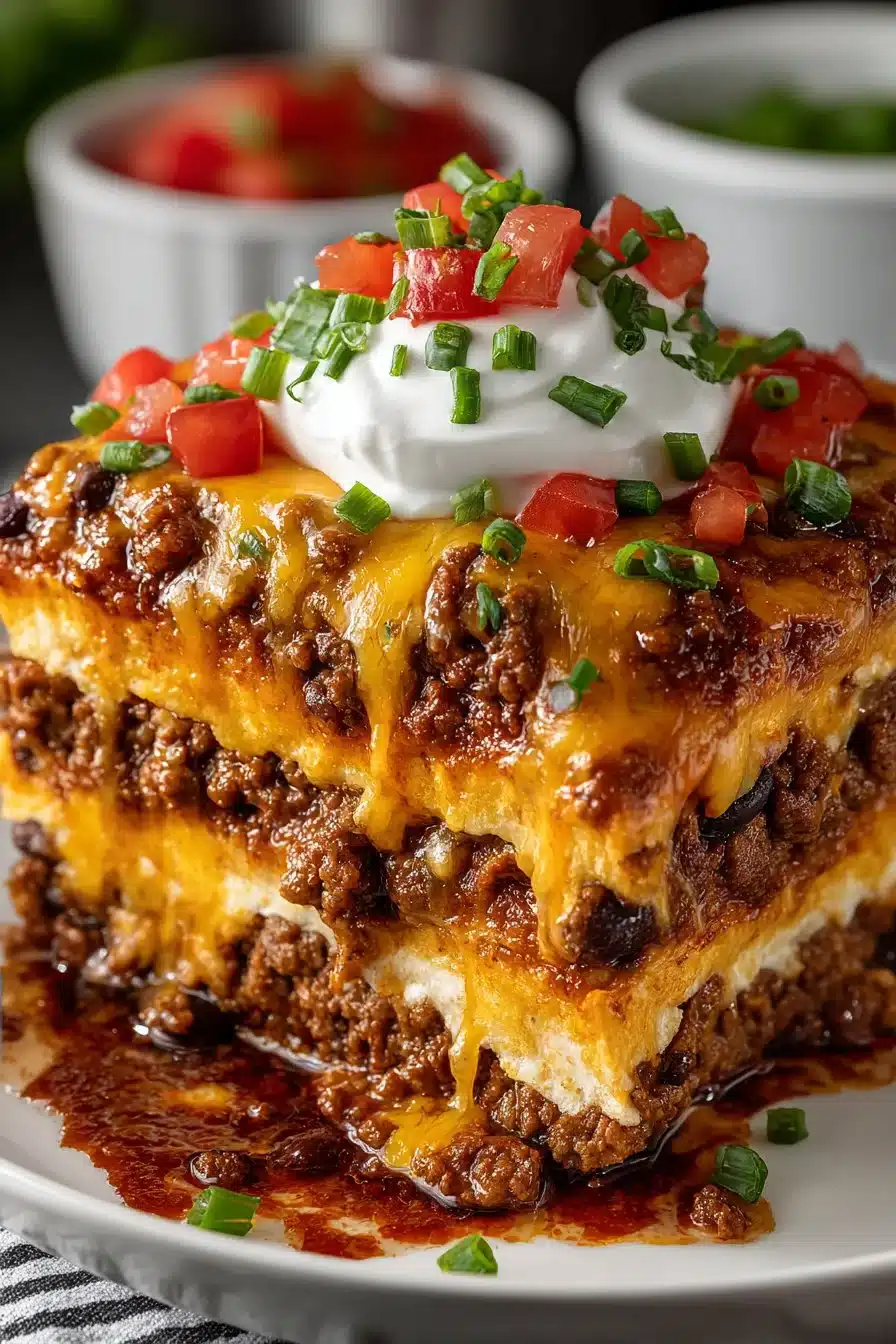 Layered Beef Taco Bake Casserole with Tortillas layered beef taco bake casserole with tortillas 2026 06 07 044425 2