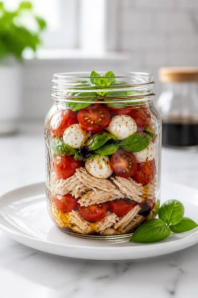 Mason Jar Caprese Chicken Salad Recipe mason jar caprese chicken salad recipe 2026 06 20 153601